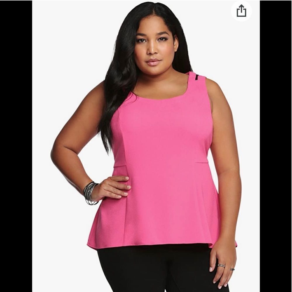 TORRID Crepe Mesh Inset Peplum- 